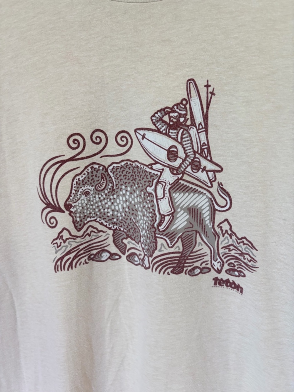 Teton Gravity Research Tshirt Cream Brown Graphic Snowboard Outdoor Unisex XL - Picture 2 of 6
